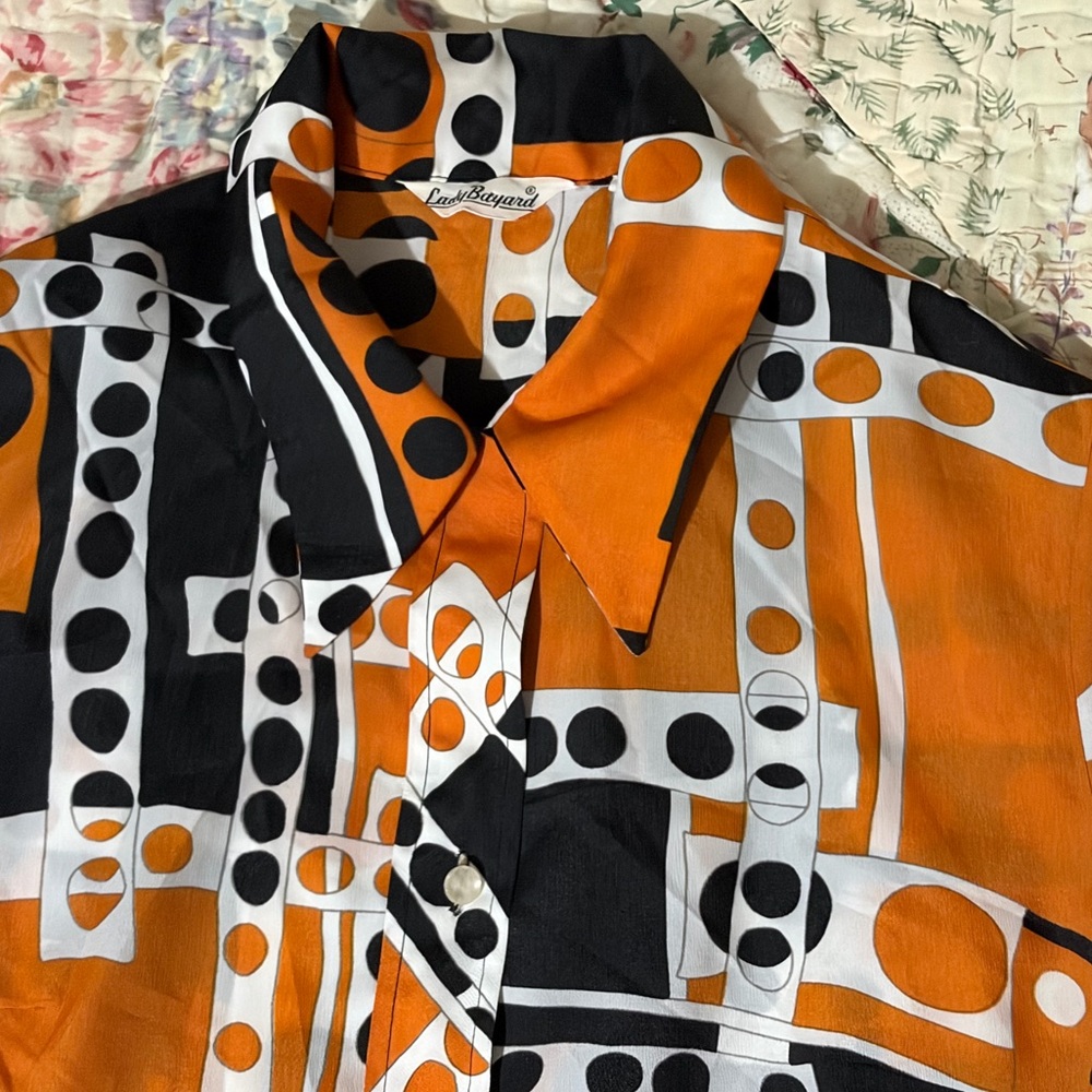 Lady Bayard 1970s psychedelic groovy shirt dress